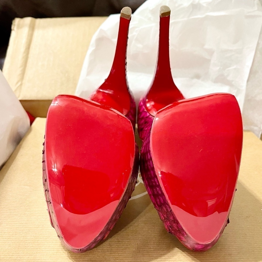 Christian Louboutin Lady Peep Python skin peep pumps EU39 rare 100% authentic - Picture 6 of 12